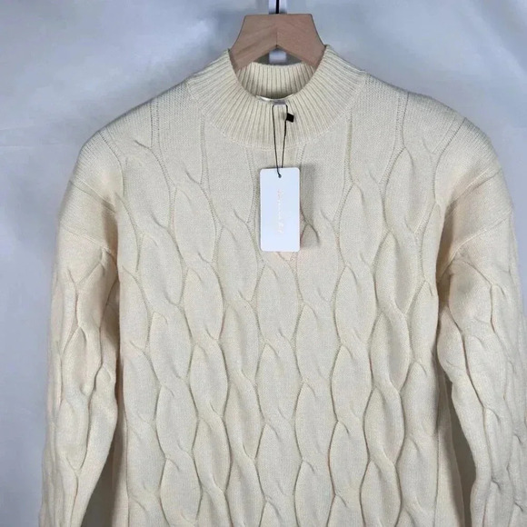 Line And Dot Dorothy Revolve Size Large Sweater Dress Cream Cable Knit Stretch - Picture 4 of 13